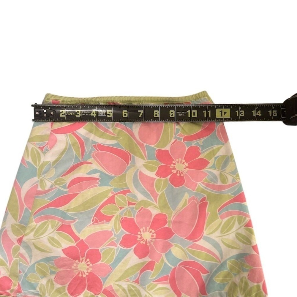 Gymboree Reversible Wrap Skirt Girls 6 Pink Green Floral Flamingo 2007 Cotton - Picture 5 of 7